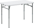 40" L x 20" W Plastic Adjustable Height Fold-in-Half Folding Table, White