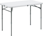 40" L x 20" W Plastic Adjustable Height Fold-in-Half Folding Table, White
