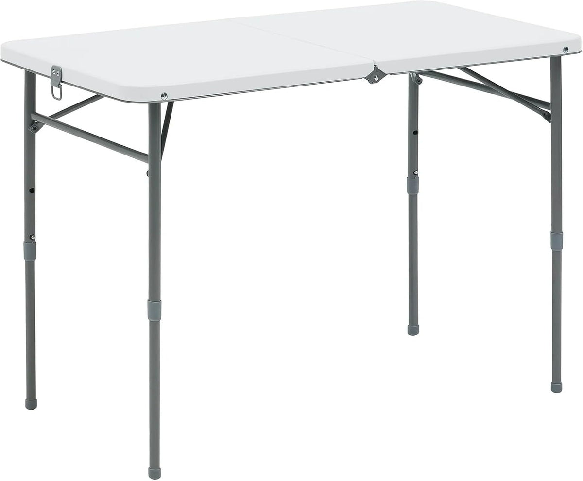 40" L x 20" W Plastic Adjustable Height Fold-in-Half Folding Table, White