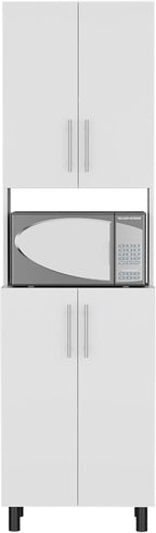 DEPOT E-SHOP 22" Olivet Kitchen Pantry, 4 Doors, 4Shelves, White - Kitchen – Tall Kitchen Storage & Pantry Organization for Kitchen, Dining Room & Utility Room Organization