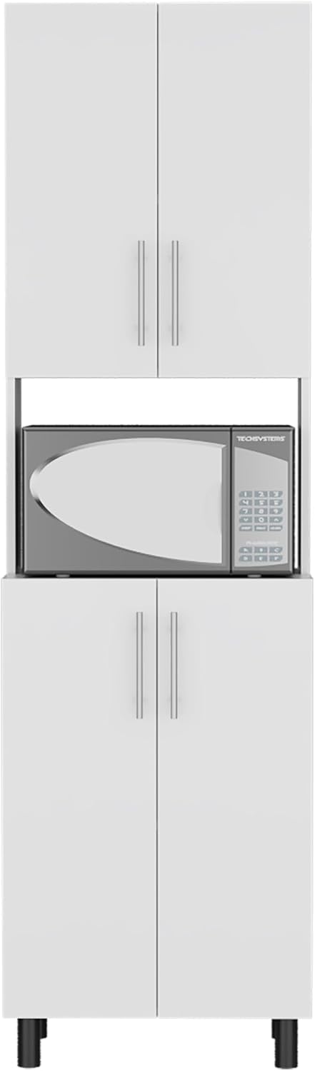 DEPOT E-SHOP 22" Olivet Kitchen Pantry, 4 Doors, 4Shelves, White - Kitchen – Tall Kitchen Storage & Pantry Organization for Kitchen, Dining Room & Utility Room Organization
