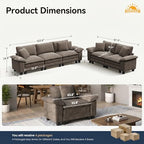 SUNSHINE VALLEY 2-Piece Sofa Set, Loveseat & 3-Seat Couch, Chenille Brown | Modern Grayish Brown, Modular Sectional Living Room Furniture Set, Sturdy Wood Frame, Oversized Wider Armrest and Deep Seat