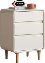 3-Drawers White Wood Nightstand, Mid Century Modern Nightstands, Tall Night Stand for Bedroom, Wood Bedside Tables for Dorm, Sturdy(Rubberwood, 24.88" H)
