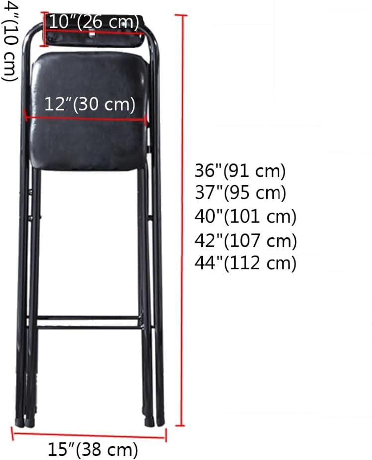 Tall Folding Stool Chair, 22/24/26/28/30 Inch Folding Bar Stool with Backrest and Padded, Portable Indoor Counter Bar Stools, Home Adults Breakfast Stool(White,30 inch(75 cm))