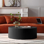 WILLIAMSPACE Black Round Coffee Table Set of 3, Modern Circle Wood Coffee Table Set, 3 Peice Nesting Coffee Accent Side Table End Table for Home Office, No Assembly (3 PCS, Black)