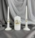 Unity Candle Set - Wedding Ceremony & Reception – 6” Pillar & Two 10” Taper Candles – Long Burning Unity Candles for Marriage Ritual – Handmade in USA – Diamond |Gold