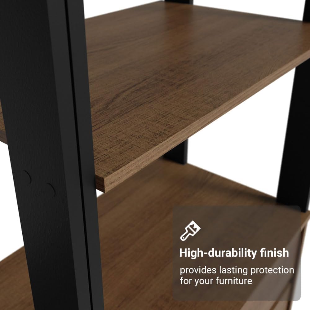 Madesa Kitchen Pantry Storage Rack with 4 Drawers, 5 Shelves and Hanging Space 55" L Multiuse Modular Cabinet for Kitchen Organization - Black/Brown