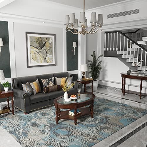 PADMA HOUSE 2-Tier Traditional Wood Semi-Circle Sofa Table with Glass Top | Cherry Walnut 45.3"W*17.7"D*30.9"H, Half-moon Console Table with Shelf for Living Room, Glass Entry Table for Homeoffice