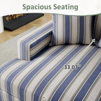 VANOMi 47" Chaise Lounge Chair, Adjustable Backrest, Navy Stripe Chenille | Recliner Sleeper Sofa with Pillows, Oversized Upholstered Single Sofa Bed, Lounge Chair for Living Room, Bedroom, Office