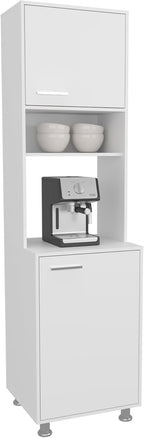 Kitchen Pantry with 2 Doors and 5 Shelves in White | Tall vertical design with 5 shelves for efficient kitchen storage