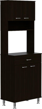 Della 60 Kitchen Pantry with Countertop, Closed & Open Storage -Black