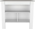 Kitchen Island with Four Legs and Three Shelves - White/Ibiza Marble | Three shelves and four legs provide ample storage and stability