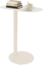 C-Shaped Side Table, Metal Coffee and Bedside Table, Small Cream White End Table for Couch Sofa and Bed, Living Room, Bedroom, and Office Use, 20" x 14" x 25"