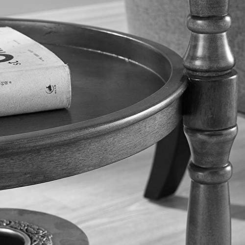 Telephone Table, Small Telephone Coffee Side Table,Living Room Sofa Side Table,Three Layers of Storage,Round Tray Side Table,No Assembly Required(Black Walnut-20.07 * 20.07 * 24.60in