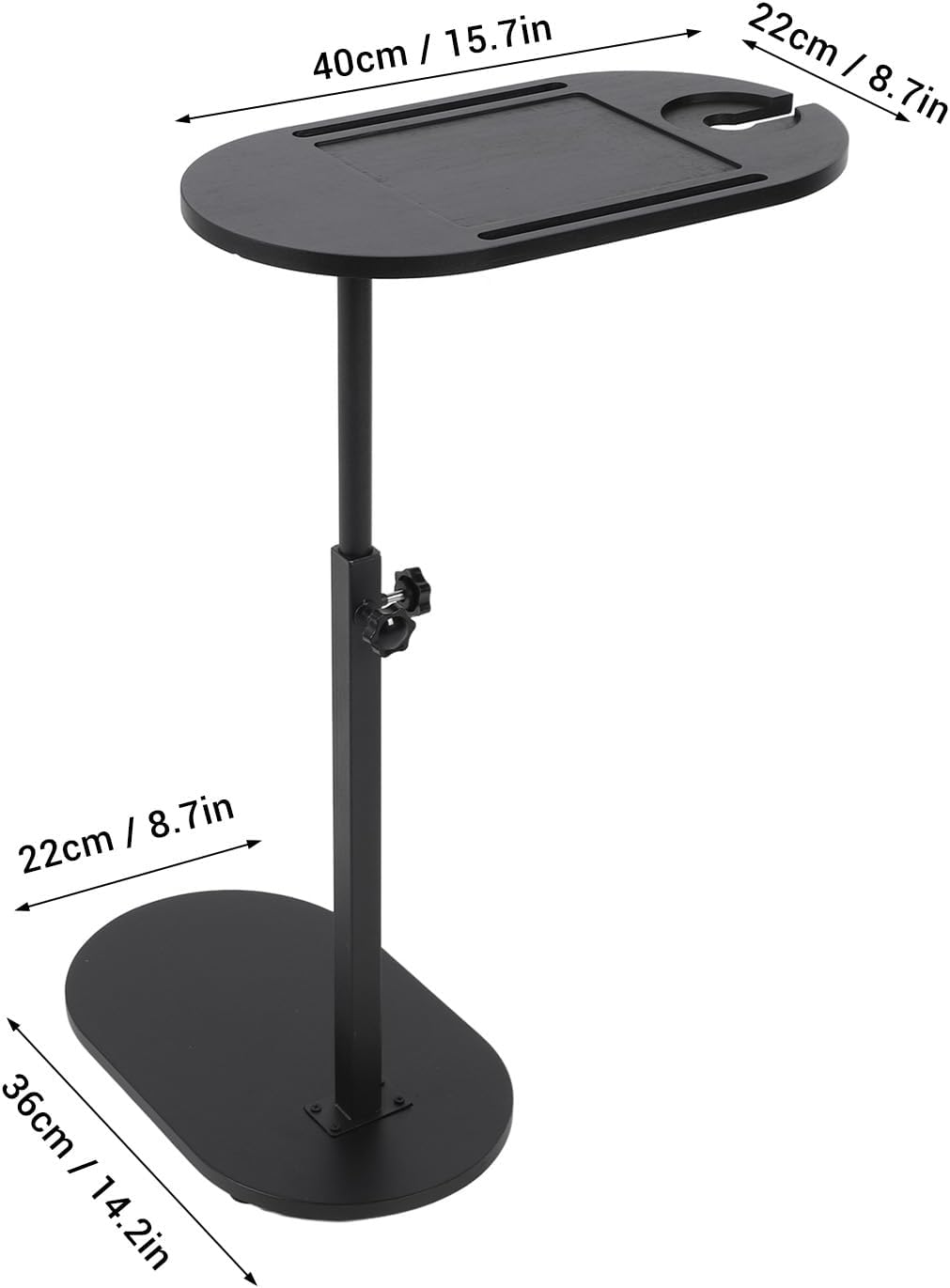 TOPINCN Small C-Shaped Side Table, Black, 40 x 22 x 32.2 Inches, Modern End Table for Living Room, Bedroom