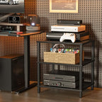 LELELINKY 3-Tier AV Media Player Stand, Stereo Cabinet, Modern Stereo Cabine,Game Console Shelf,Wooden TV Stand,Multifunctional Entertainment Center, Suitable for Home, Conference Room, Black