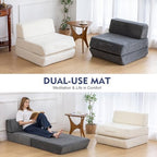 Snug Sofee Futon Sofa Bed, Convertible Sleeper Chair, Floor Mattress, Gray | Convertible futon sofa bed with removable zippered back support. Creates a comfortable floor bed for guests, living rooms.