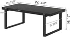 EXCEFUR Modern Black Coffee Table, Industrial Wooden and Metal Center Table for Living Room, Rectangle Cocktail Tea Table, Black Oak, 44 Inch