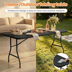2 Pack Folding Table 6FT Heavy Duty Plastic Utility Table with Carrying Handle for Camping, Party, Picnic, BBQ, Banquet, Folds in Half for Easy Storage, No Assembly Required, Black