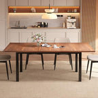 Einhomn Extendable Dining Table for 4-6, 63" Modern Kitchen Table, Farmhouse Dining Room Tables for Dining, Kitchen, Office, Living Room, Rectangular Wooden Tables, Space Saving (Walnut)