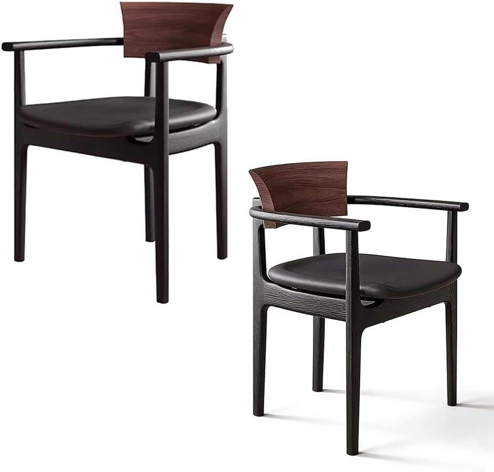 Etlegor Modern Leather Dining Chairs, Mid-Century Minimalist Breakfast Chairs with Comfortable Backrest and Sturdy Metal Legs for Kitchen & Dining Room Cafe(2PCS)
