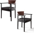 Etlegor Modern Leather Dining Chairs, Mid-Century Minimalist Breakfast Chairs with Comfortable Backrest and Sturdy Metal Legs for Kitchen & Dining Room Cafe(2PCS)