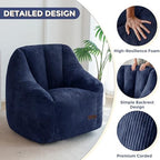 MAXYOYO Bean Bag Chair for Adults, Foam-Filled Floor Sofa for Reading | Bean Bag Chair for Adult with Filler, Cozy Living Room Chair for Bedroom Dorm, Navy