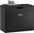 SoBuy Small Shoe Bench, Narrow Shoe Cabinet with Folding Padded Seat, Small Space Shoe Rack, Black 23.6" x 11.8" x 19.3"