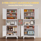YAUWOH 69" Tall Metal Kitchen Pantry Cabinet with Microwave Shelf, 4 Doors & 3 Adjustable Shelves, Heavy Duty Food Storage Cabinet with Anti-Tip Design for Kitchen,Dining Room (1PC,White)