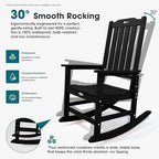 THOEOE Outdoor Rocking Chairs Set of 2, Oversized Patio Rocking Chair | HDPE Outdoor Rockers for Front Porch, Patio, Backyard, Balcony and Garden. All-Weather High Back Design, Black