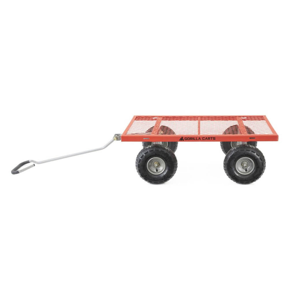 Gorilla Carts 800-Pound Capacity Heavy Duty Steel Mesh Versatile Utility Garden Wagon with Easy Grip Handle for Outdoor Hauling, Red, Model GOR800-COM