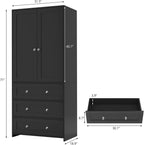 VOWNER 71" Tall Armoire Wardrobe Closet with Drawers and Mirror