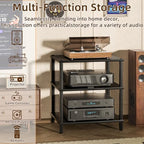 LELELINKY 3-Tier AV Media Player Stand, Stereo Cabinet, Modern Stereo Cabine,Game Console Shelf,Wooden TV Stand,Multifunctional Entertainment Center, Suitable for Home, Conference Room, Black