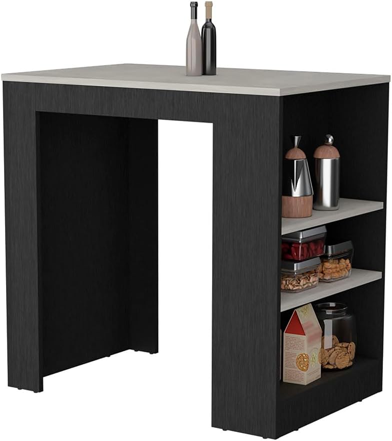 Kitchen Island with 3-Side Shelves, Multicolor, Engineered Wood | Multicolor kitchen island with 3 side shelves for storage and meal prep