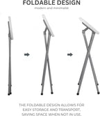 30 Inch Tall Folding Stool Chair | Heavy Duty Plastic Stool Chair | Portable Foldable Bar Height Stools with Handle for Indoor & Outdoor | Bar Stools with Footrest | 300lbs Capacity | White (1)