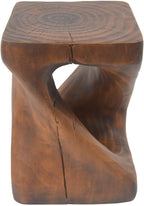 Modern End Table Square Solid Wood Pedestal Side Table Rustic Plant Stand with Twisted Design for Living Room, Bedroom, Office, Antique Brown