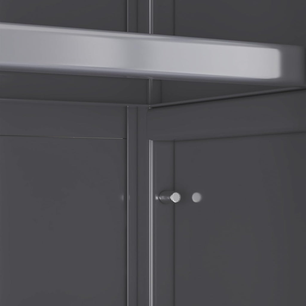 Kitchen Pantry Metal Kitchen Shelving Floor-to-Ceiling Multilevel Household Microwave Bowls Storage Cabinet on Wheels for Kitchen, Living Room, Dining Room, Grey
