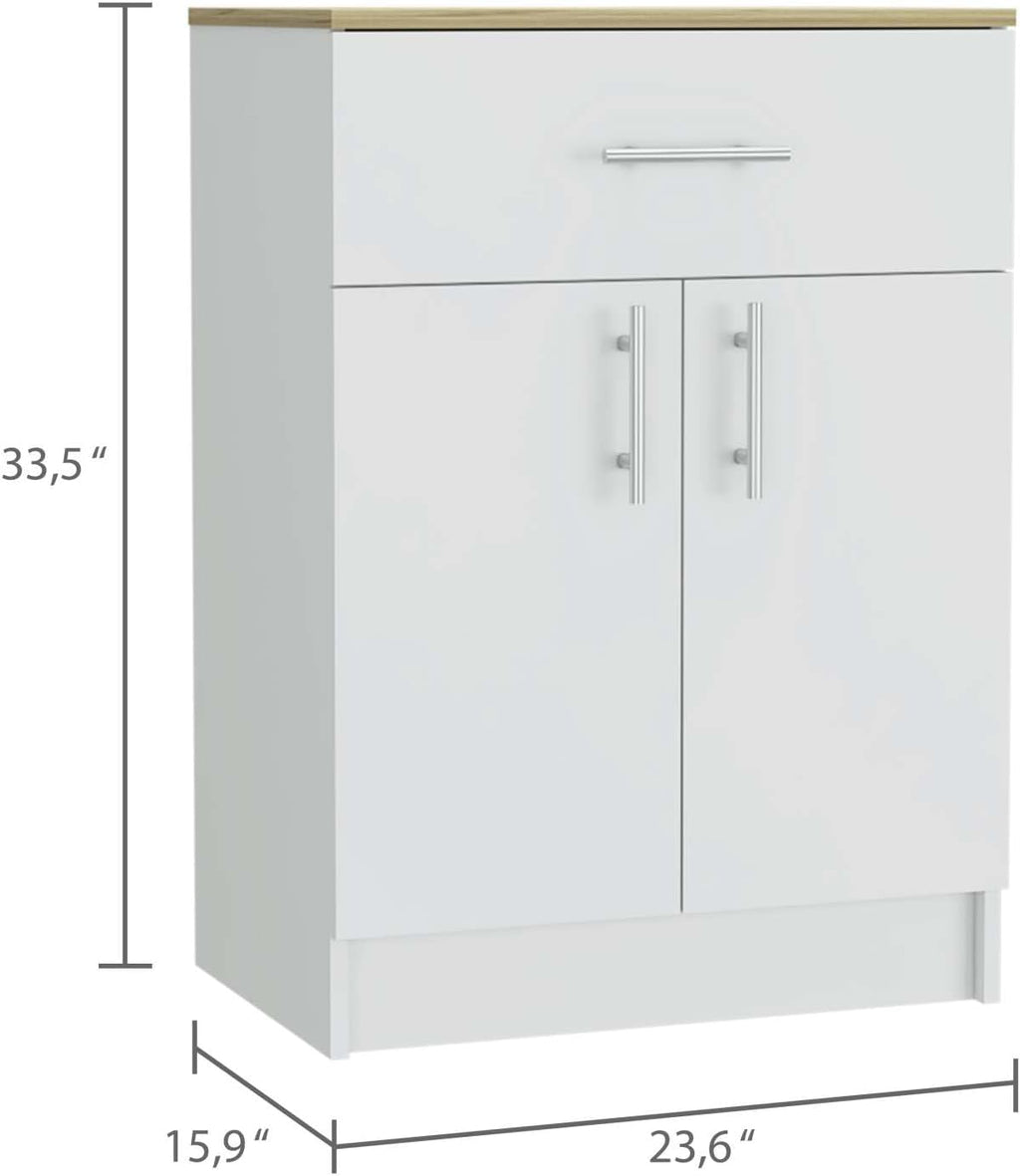 2 Piece Kitchen Set with Island Table and Pantry Cabinet | Includes pre-drilled holes for assembly