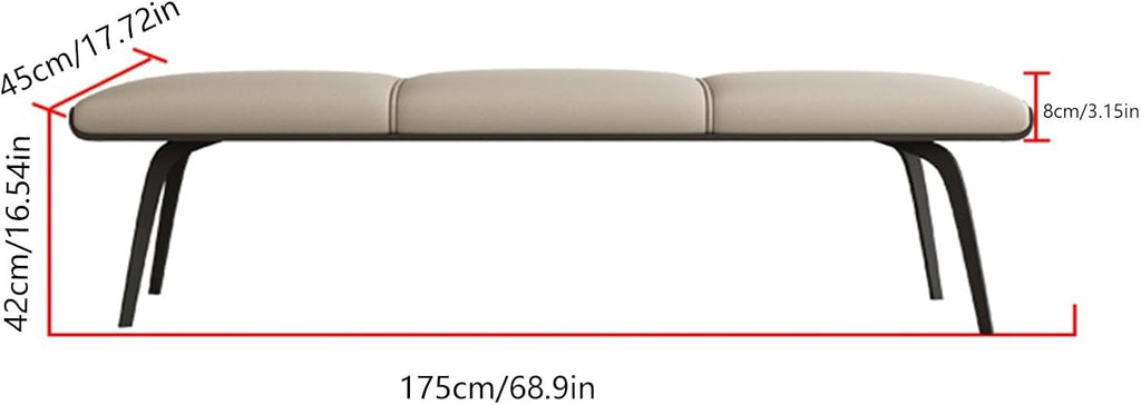 Modern Bedroom Bench Leathers, Upholstered End of Bed with Padded Seat and Metal Legs, Modern Indoor Footrest for Entryway Living Room, Bedrooms Entryway(Beige)