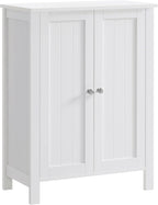 VASAGLE Floor Storage Cabinet, Freestanding Storage Unit with 2 Adjustable Shelves, for Bathroom Living Room Dining Kitchen, 11.8 x 23.6 x 31.5 Inches, Cloud White UBCB60WV1