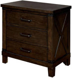 Rustic Style Dark Walnut Finish 1pc Nightstand Bedroom Furniture 3-Drawers Bedside Table Black Bar Pulls,for Small Spaces