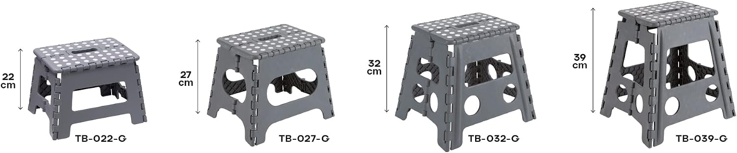 Arregui TB-027-G - Multi-purpose folding stool, 290 x 220 x 270mm, Grey.