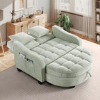 Oversized Chaise Lounge Chair Indoor with Adjustable Backrest, Chenille Tufted Comfy Loveseat Sofa Chair with Ottoman, Fluffy Recliner Sofa, Convertible Sleeper Couch Bed for Living Room(51"W, Cyan)