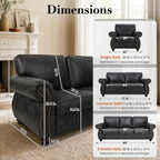 Couchus 88" W Living Room Furniture Sets, 3-Seater&Loveseat&Single, Grey | Faux Leather Fabric Sofa and Couch Sets, Mid-Century Sofa Set with Nailhead Trim