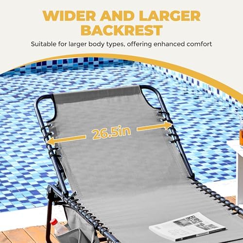 Yaheetech 26.4" Tanning Chair with Face Hole, 5-Position Adjustable, Gray | 600D Texteline fabric, 300 lb capacity, foldable tanning chair w/ face hole for outdoor beach patio lawn face-down sunbathing
