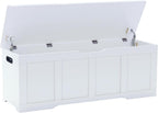 Timberer 47.2" Storage Chest, Extra Large Storage Trunk with 2 Safety Hinges, Wooden Storage Bench, Shoe Bench, Entryway Bench for Living Room, Bedroom, White