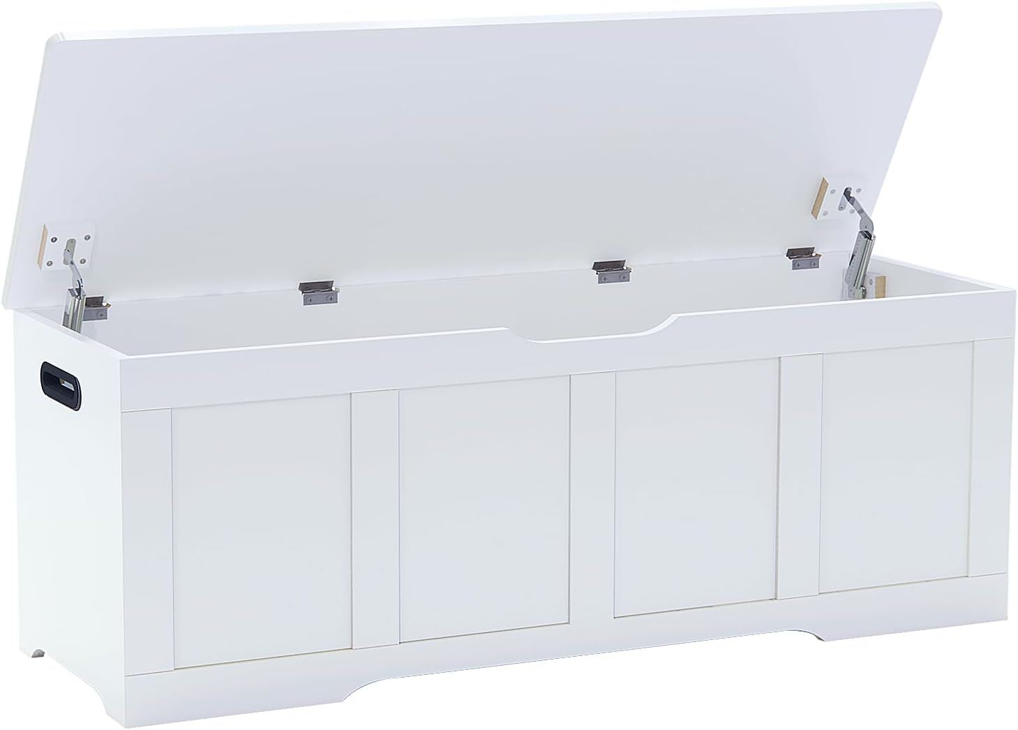 Timberer 47.2" Storage Chest, Extra Large Storage Trunk with 2 Safety Hinges, Wooden Storage Bench, Shoe Bench, Entryway Bench for Living Room, Bedroom, White