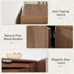 AMERLIFE 63" Fluted Sideboard Buffet Cabinet with Storage