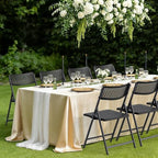 Black Folding Chairs 4-Pack, Breathable Plastic for Card Tables & Indoor Outdoor, Easy-Clean & Supports 400 Lbs