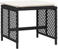 4-Piece Garden Stool Set in Black with Poly Rattan and Powder-Coated Steel, Square Outdoor Seats with Removable Washable Cushion Covers, 14.2-Inch Height for Patio Balcony